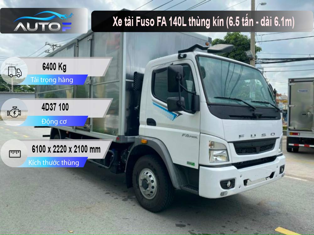Xe tải Fuso FA 140L thùng kín (6.5 tấn - dài 6.1m)